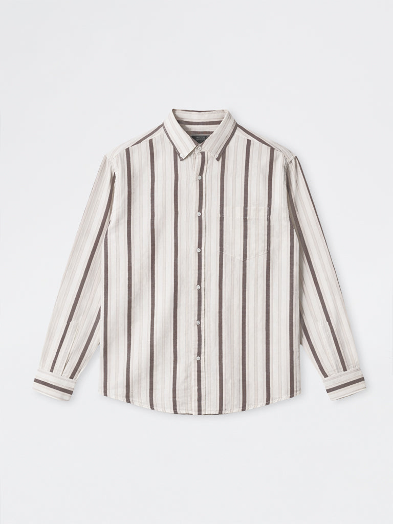 WES Casuals Purple Striped Relaxed-Fit Cotton-Blend Shirt