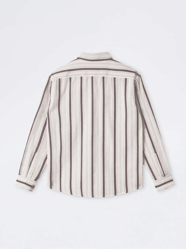 WES Casuals Purple Striped Relaxed-Fit Cotton-Blend Shirt