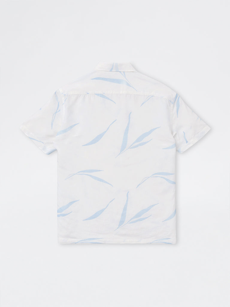 WES Casuals Light Blue Printed Relaxed-Fit Cotton-Blend Shirt