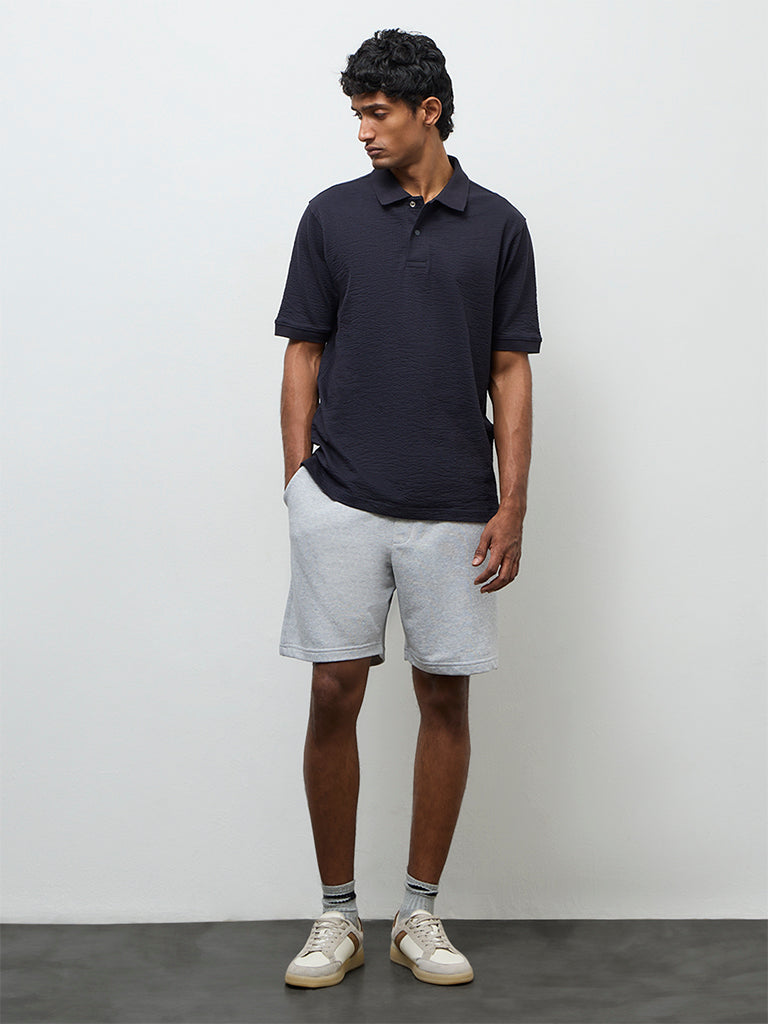 WES Casuals Grey Relaxed Fit Mid-Rise Shorts
