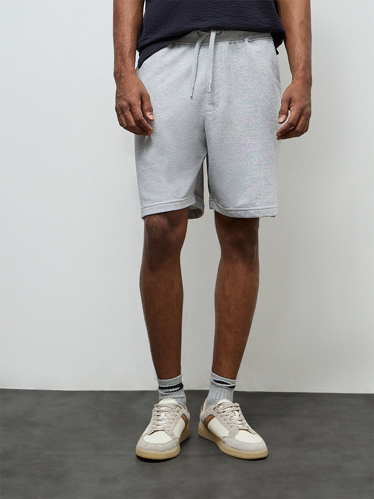 WES Casuals Grey Relaxed Fit Mid-Rise Shorts
