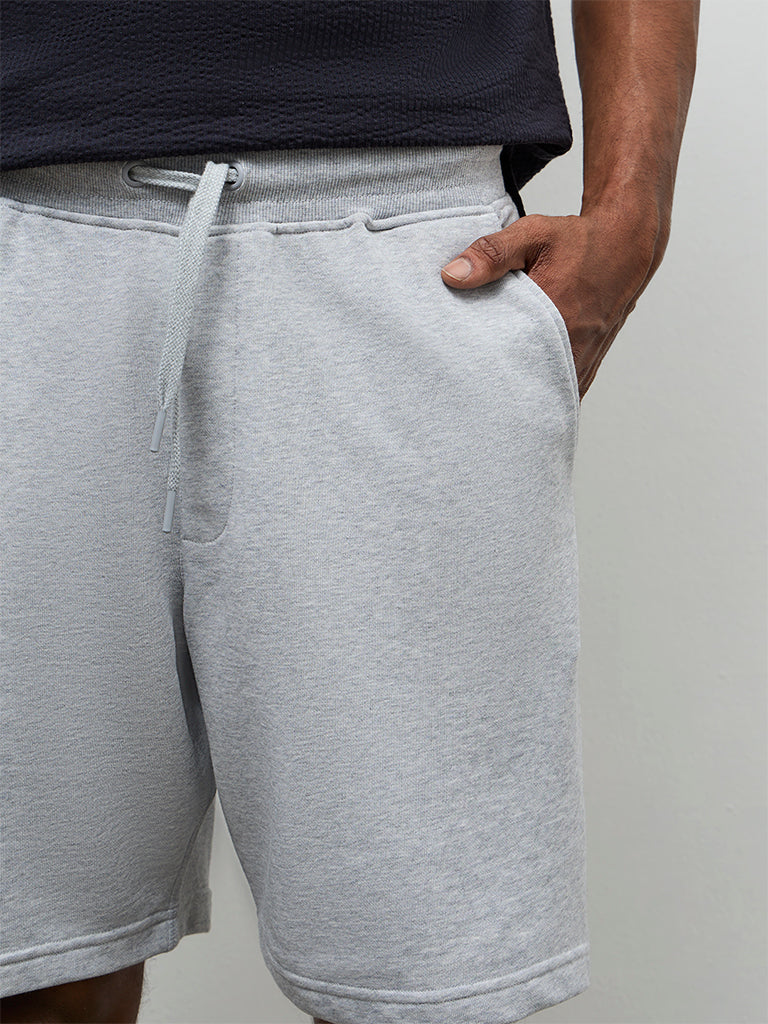 WES Casuals Grey Relaxed Fit Mid-Rise Shorts