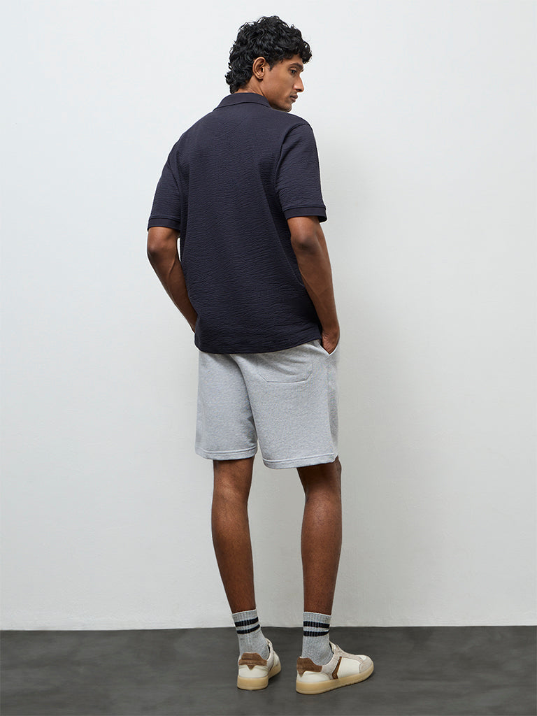 WES Casuals Grey Relaxed Fit Mid-Rise Shorts