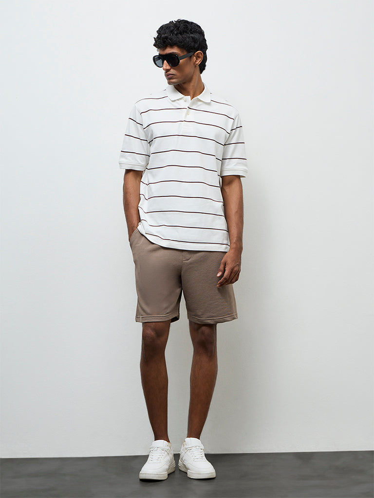 WES Casuals Taupe Relaxed-Fit Shorts
