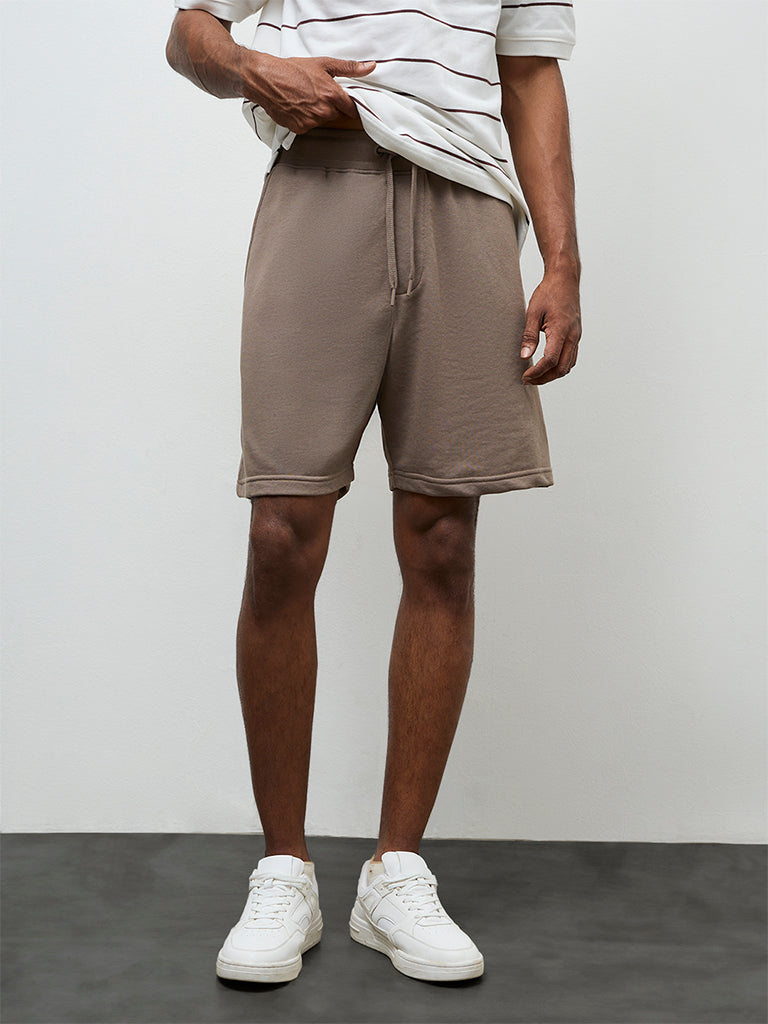 WES Casuals Taupe Relaxed-Fit Shorts