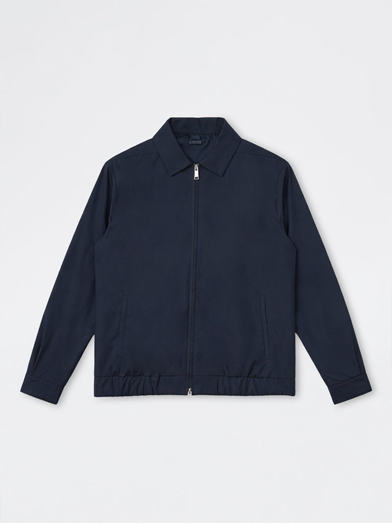 WES Formals Navy Pinstripe Slim-Fit Jacket