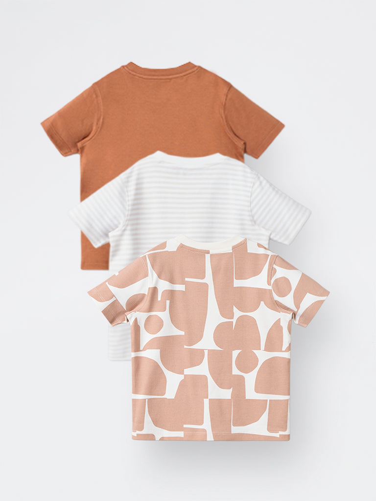 3-Pack HOP Kids Boys Multicolour Printed Cotton T-Shirts - Exclusive