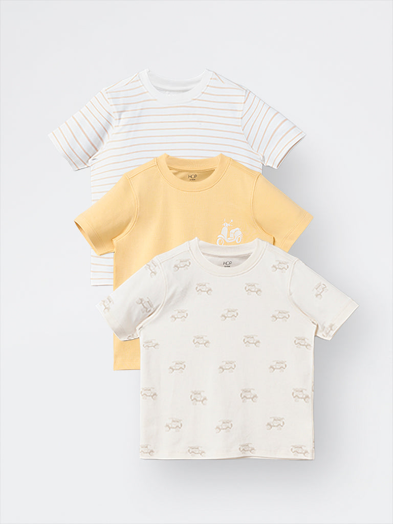 3-Pack HOP Kids Boys Multicolour Printed Cotton T-Shirt - Exclusive