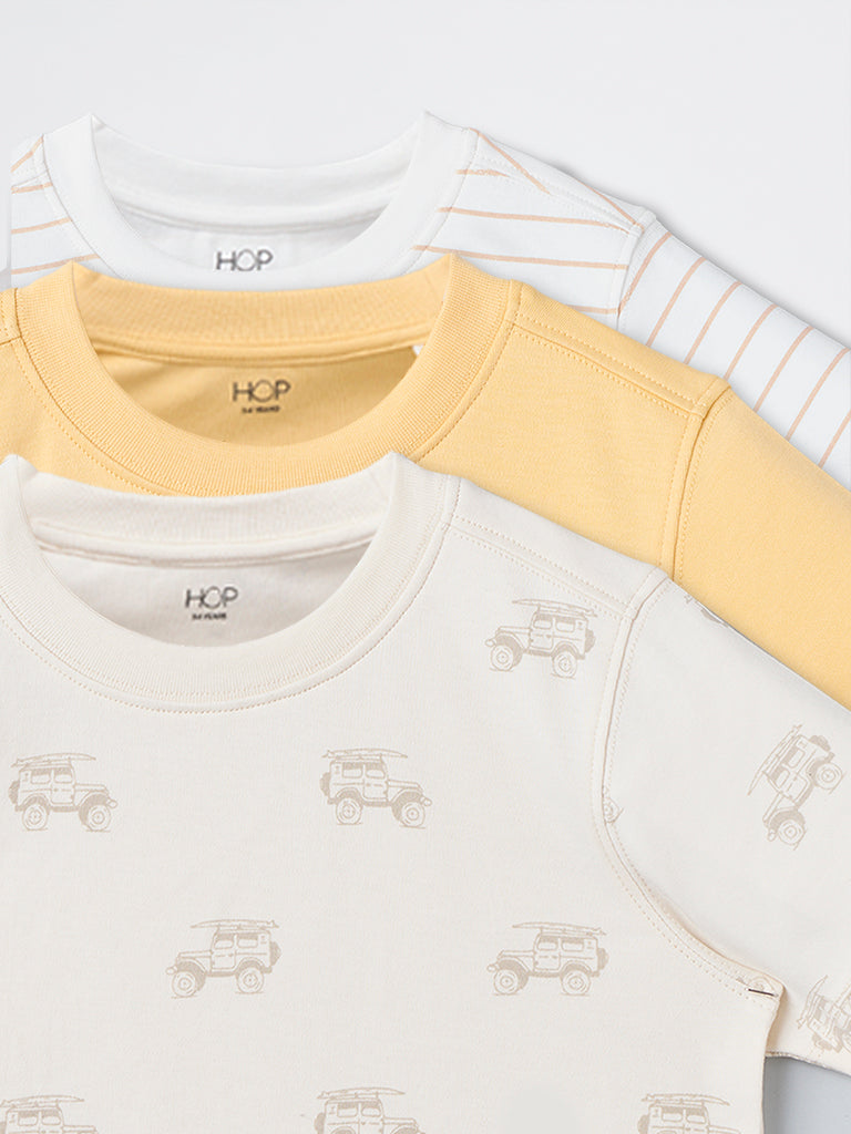3-Pack HOP Kids Boys Multicolour Printed Cotton T-Shirt - Exclusive