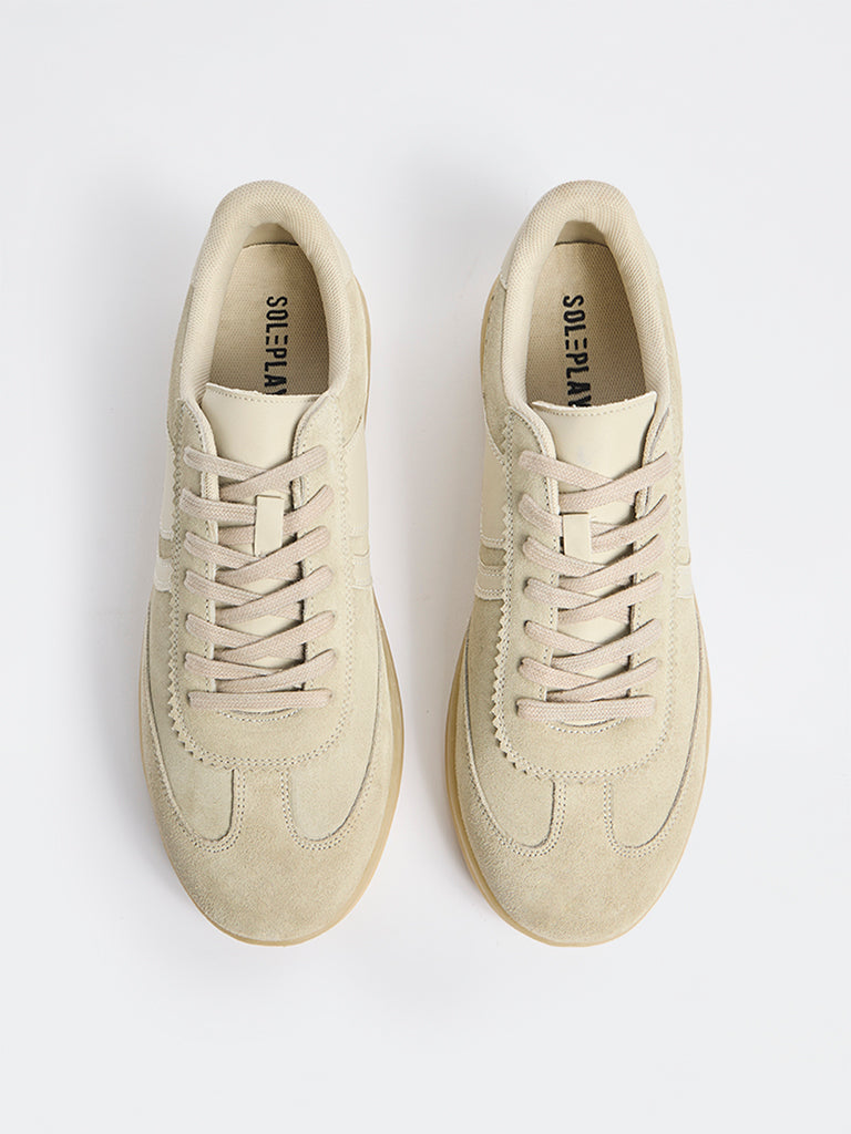 SOLEPLAY Taupe Suede Lace-Up Sneakers