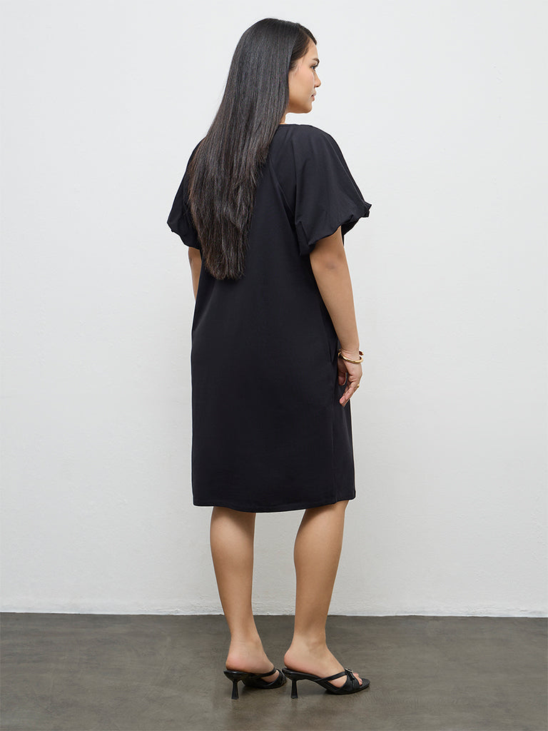 Buy Gia Black Cotton Straight Dress from Westside Buy Gia Black Cotton Straight Dress from Westside
