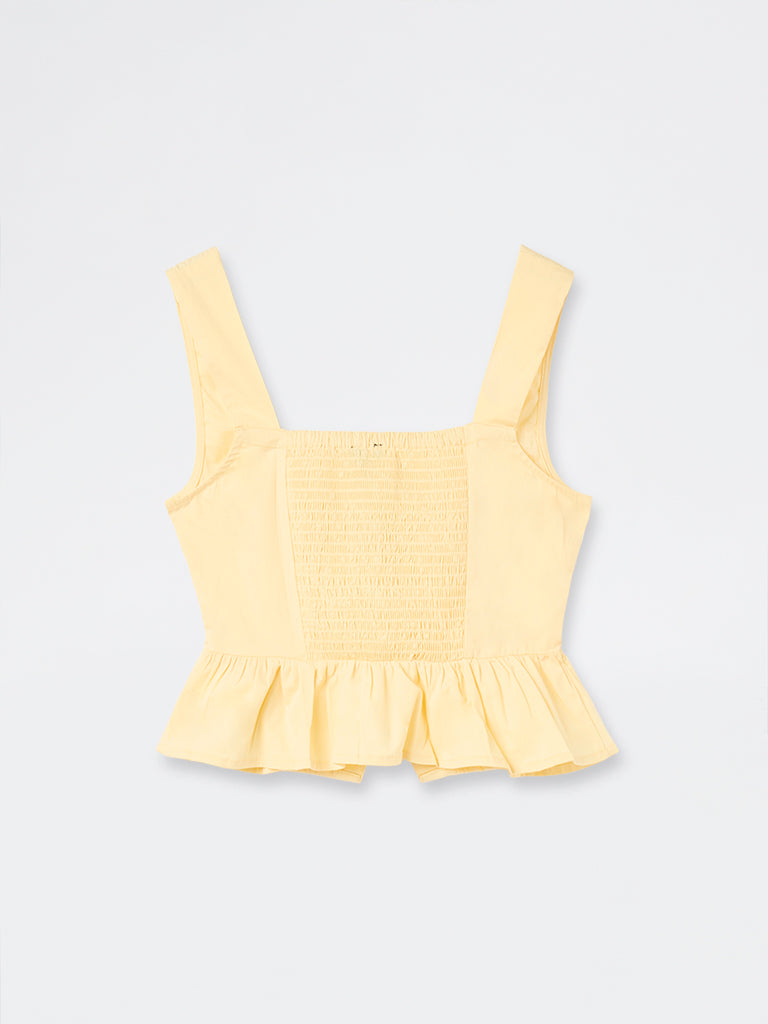 Nuon Yellow Cotton-Blend Top
