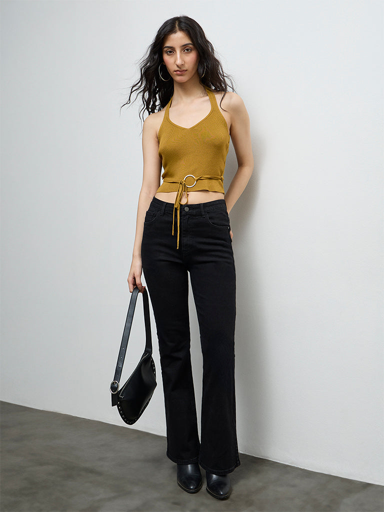 Nuon Olive Ring-Detail Cotton Top