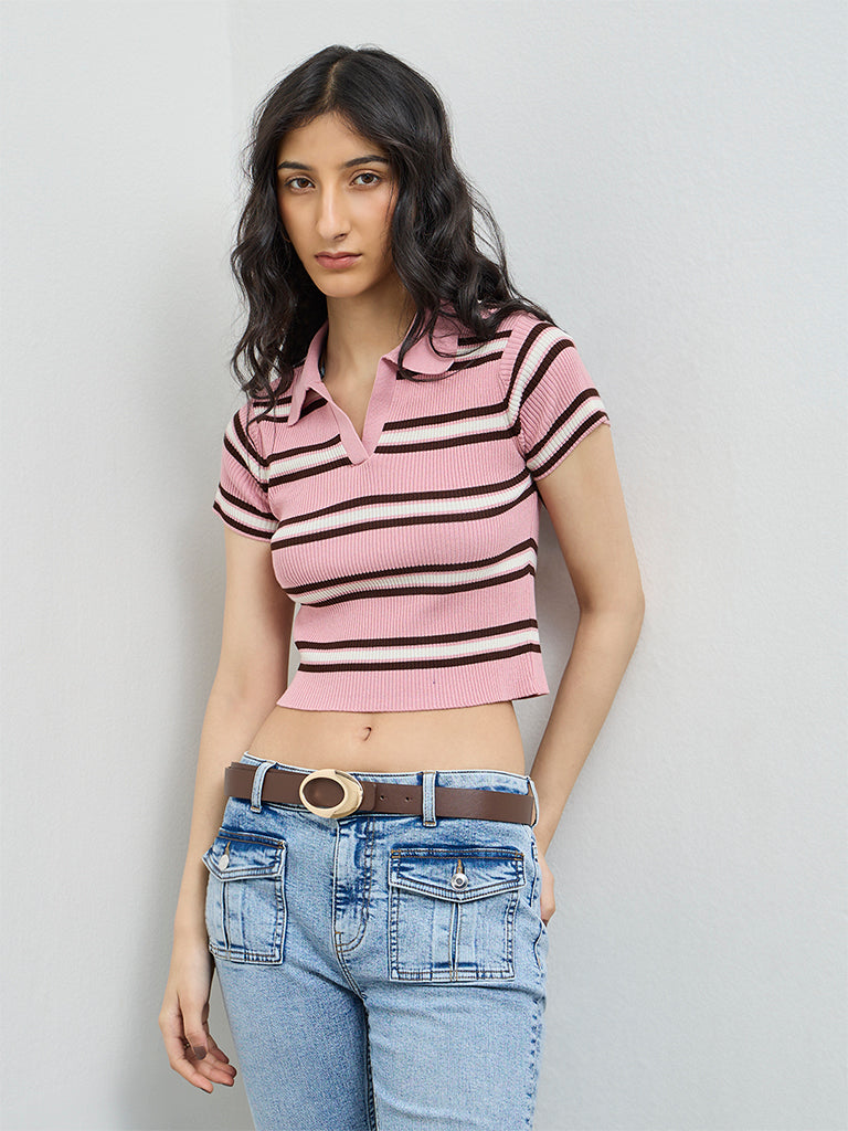 Nuon Pink Striped T-Shirt