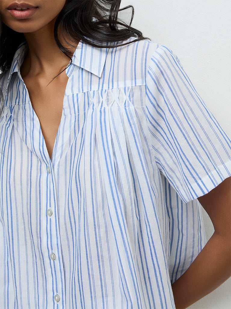 LOV White Striped Cotton Blouse