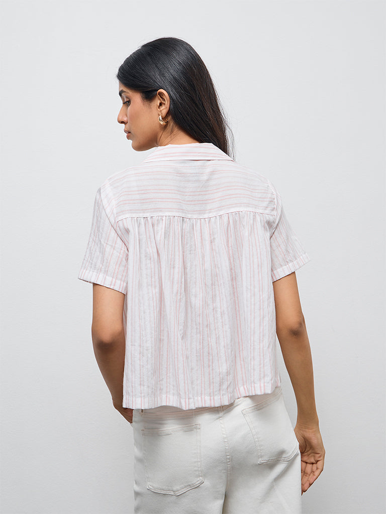 LOV Dusty Pink Striped Cotton Blouse