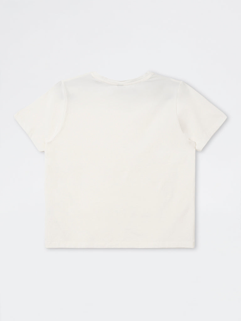 LOV Off-White Lace Embroidered T-Shirt