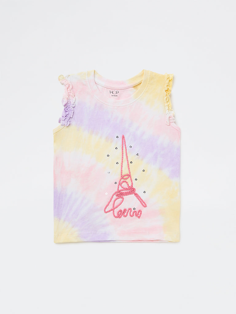 HOP Kids Girls Lilac Tie-Dye Cotton Top