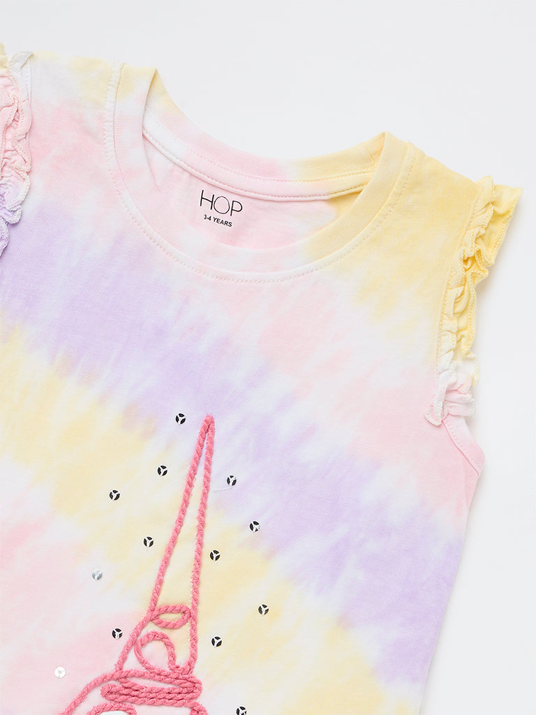 HOP Kids Girls Lilac Tie-Dye Cotton Top