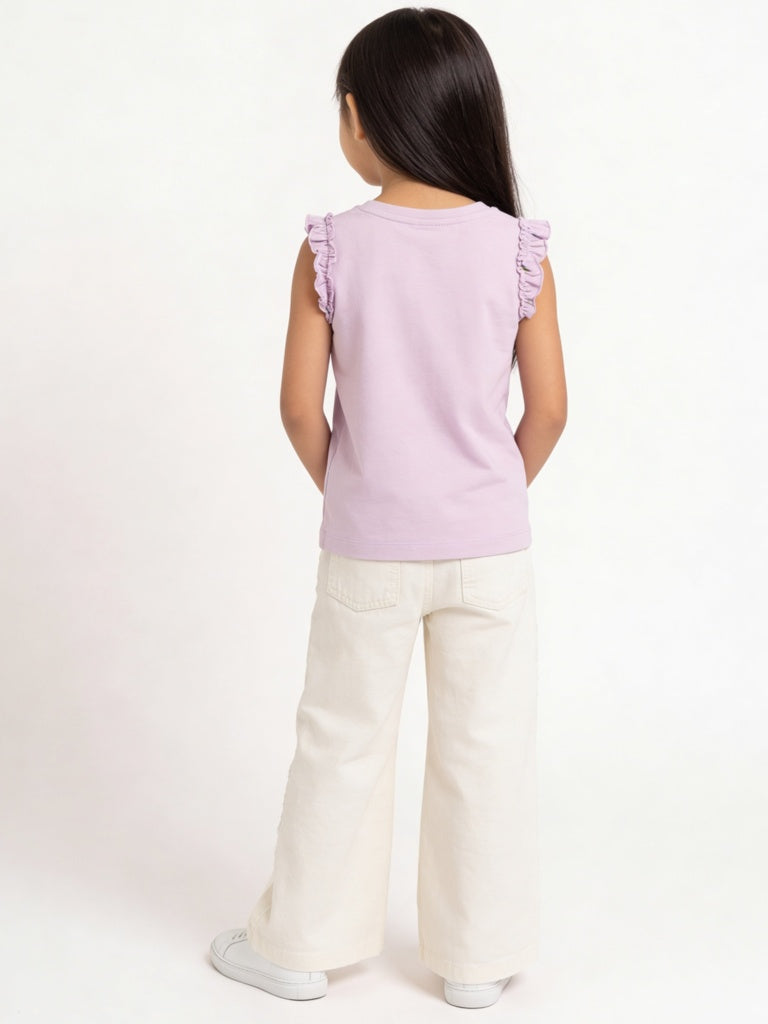 HOP Kids Girls Lilac Embellished Cotton Top