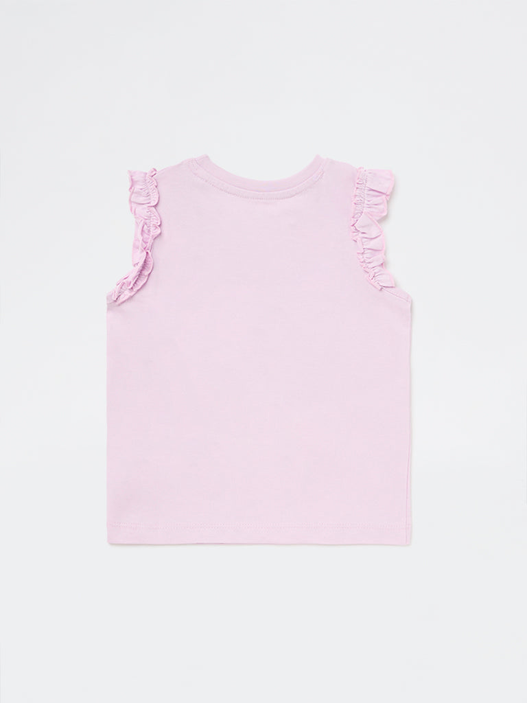HOP Kids Girls Lilac Embellished Cotton Top