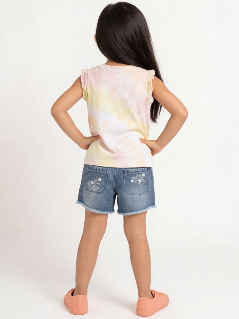 HOP Kids Girls Multicolour Tie-Dye Cotton Top