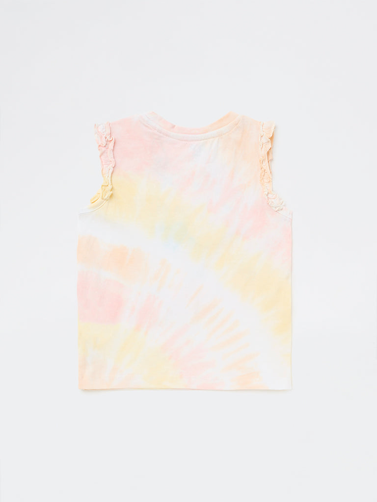 HOP Kids Girls Multicolour Tie-Dye Cotton Top