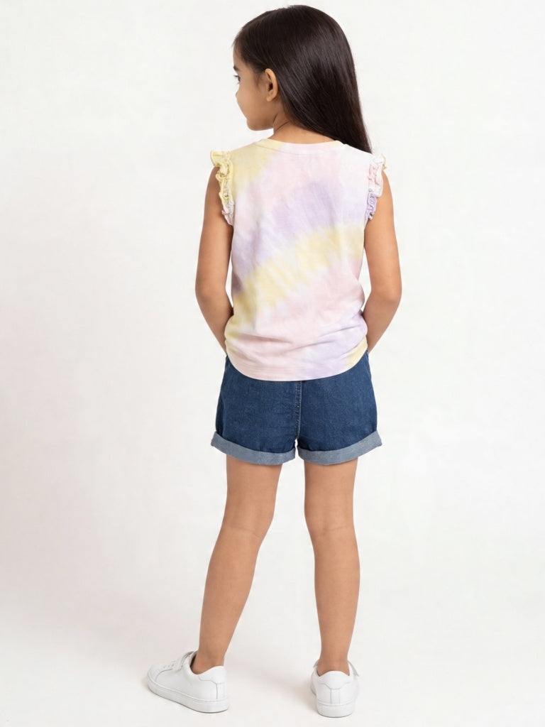 HOP Kids Girls Dark Blue High-Rise Denim Shorts