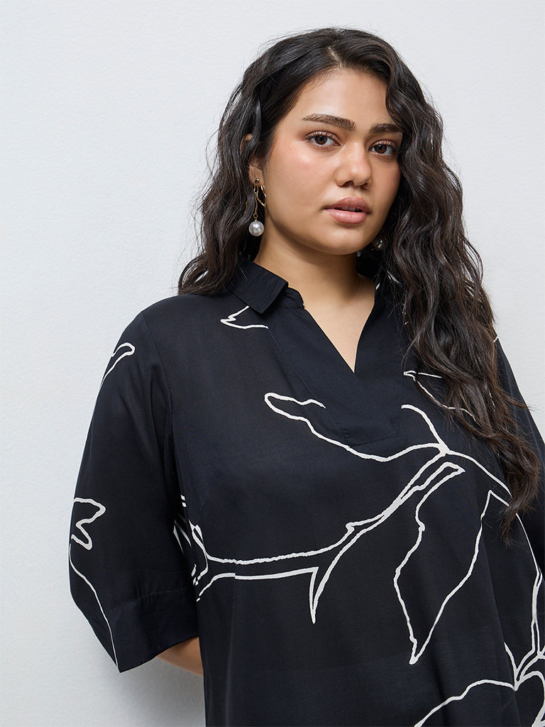 Diza Black Anar Printed Tunic