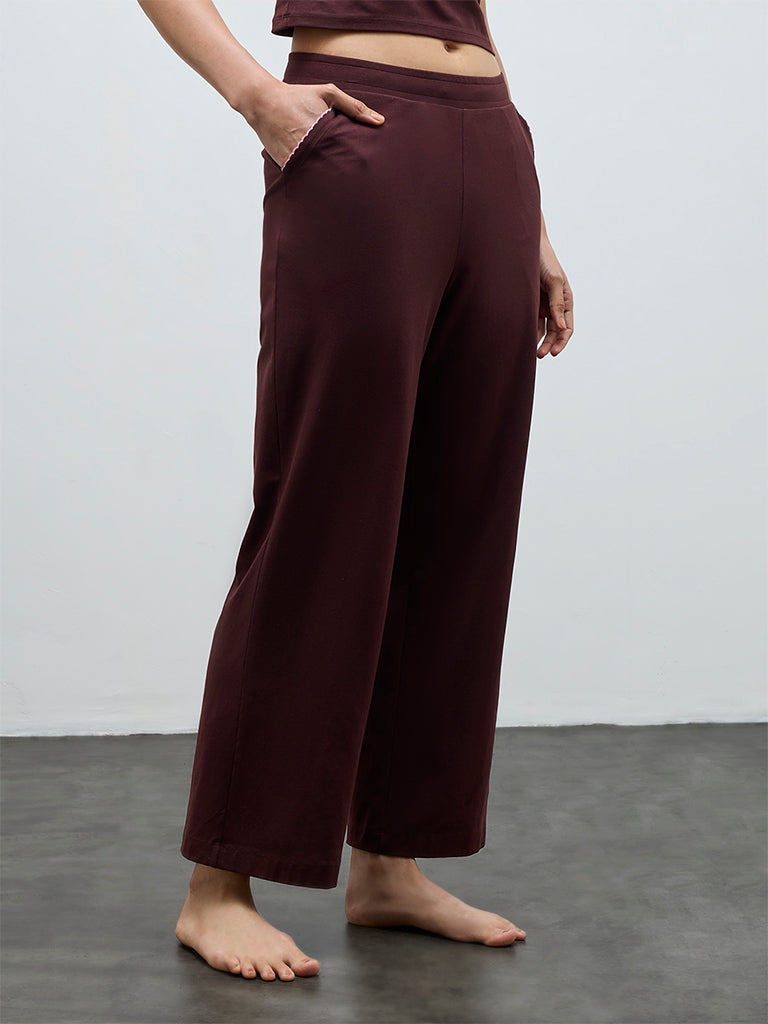 Superstar Brown High-Rise Cotton-Blend Pants