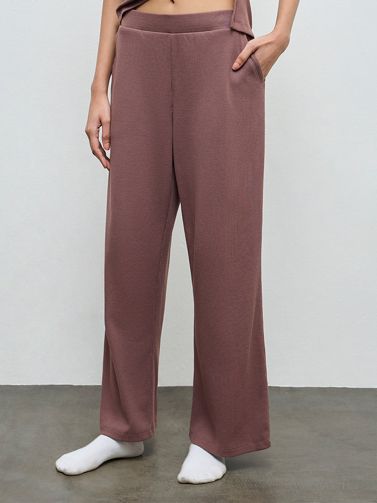 Superstar Brown Waffle-Textured High-Rise Cotton-Blend Track Pants