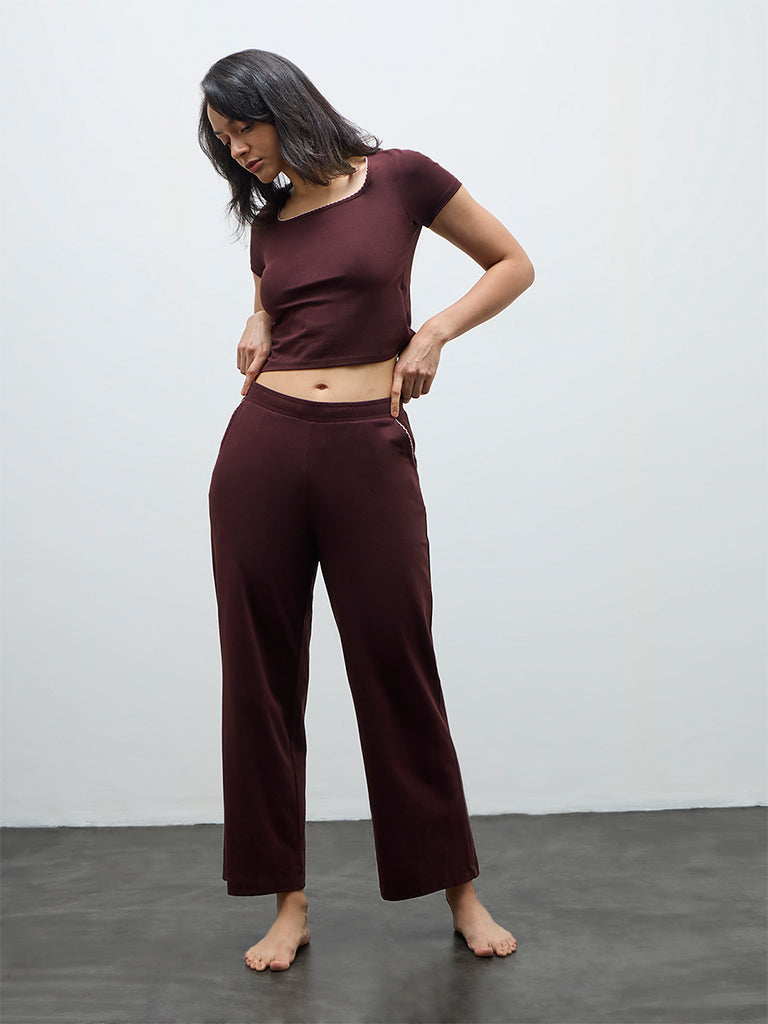 Superstar Brown Solid Cotton-Blend Top