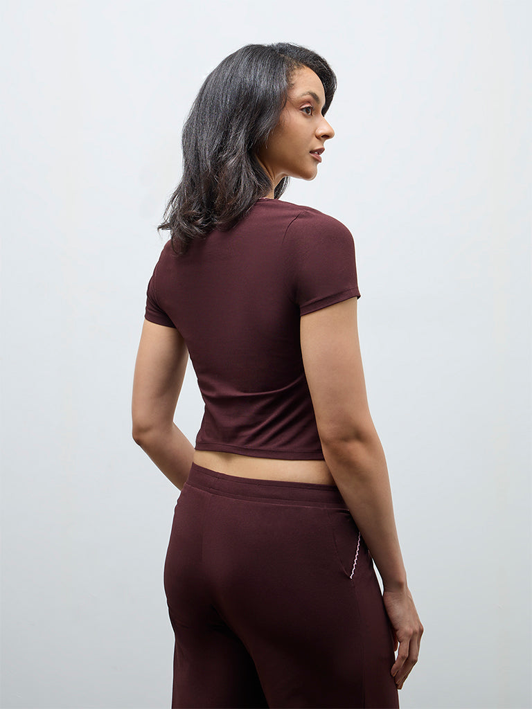 Superstar Brown Solid Cotton-Blend Top