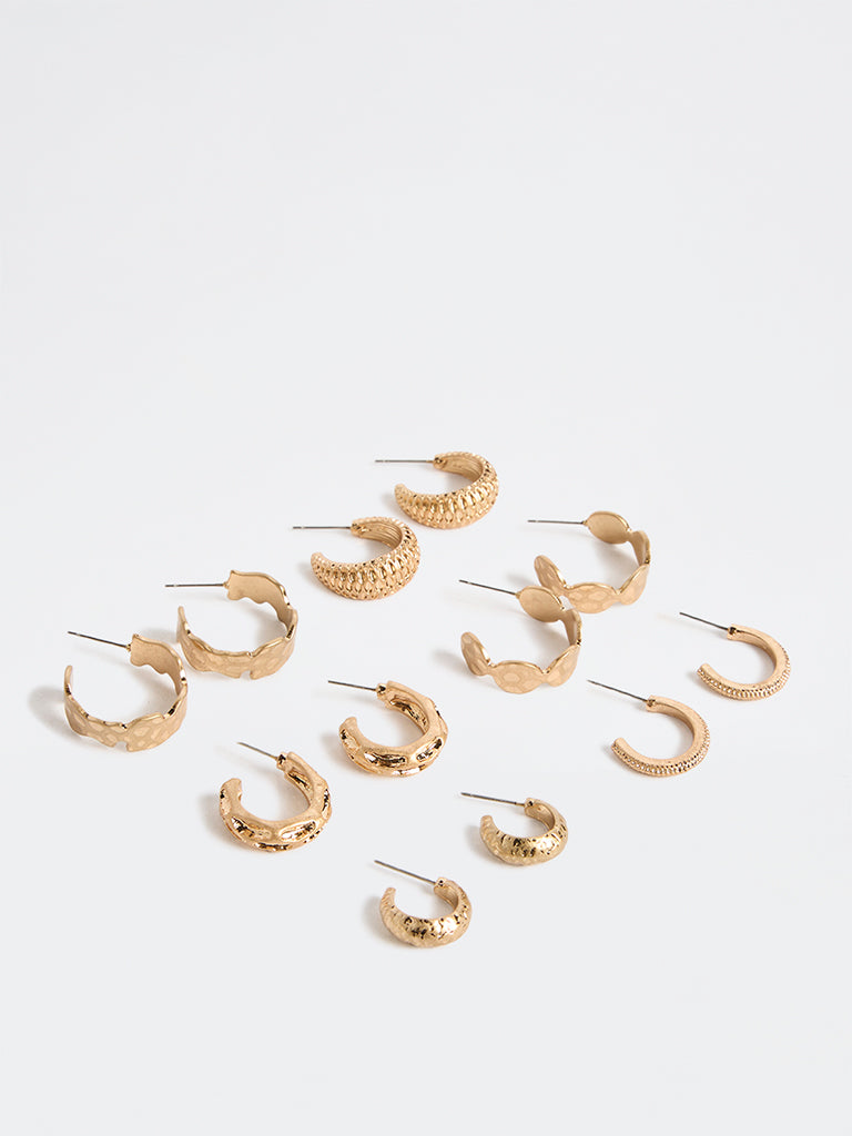 Westside Accessories Gold Multi Hoop Earrings - Pack of 6