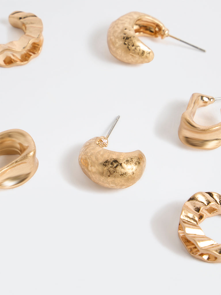 Westside Accessories Gold Multi Hoop Earrings - Pack of 3