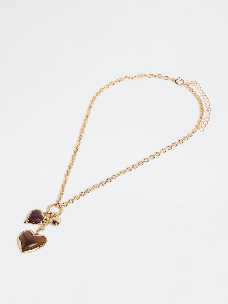 Westside Accessories Multicolour Resin Hearts Pendant Necklace