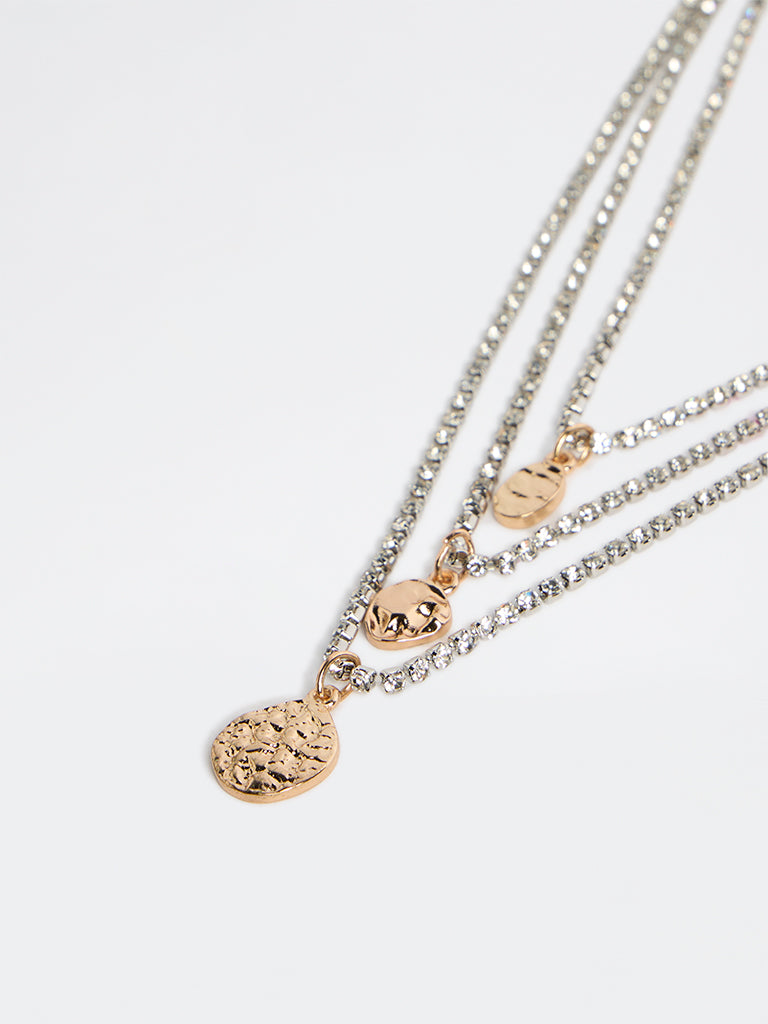 Westside Accessories Gold and Silver 3 Layer Statement Necklace