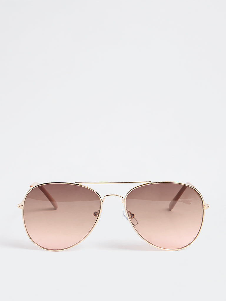 Westside Accessories Gold Aviator Sunglasses with Pouch
