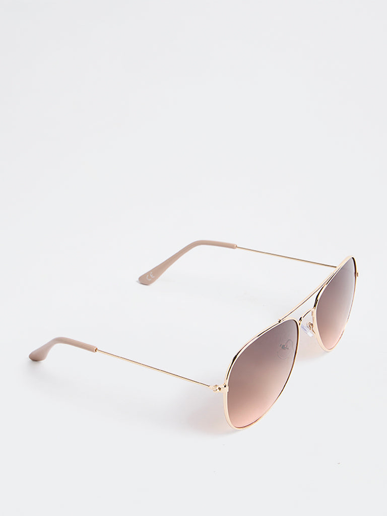 Westside Accessories Gold Aviator Sunglasses with Pouch