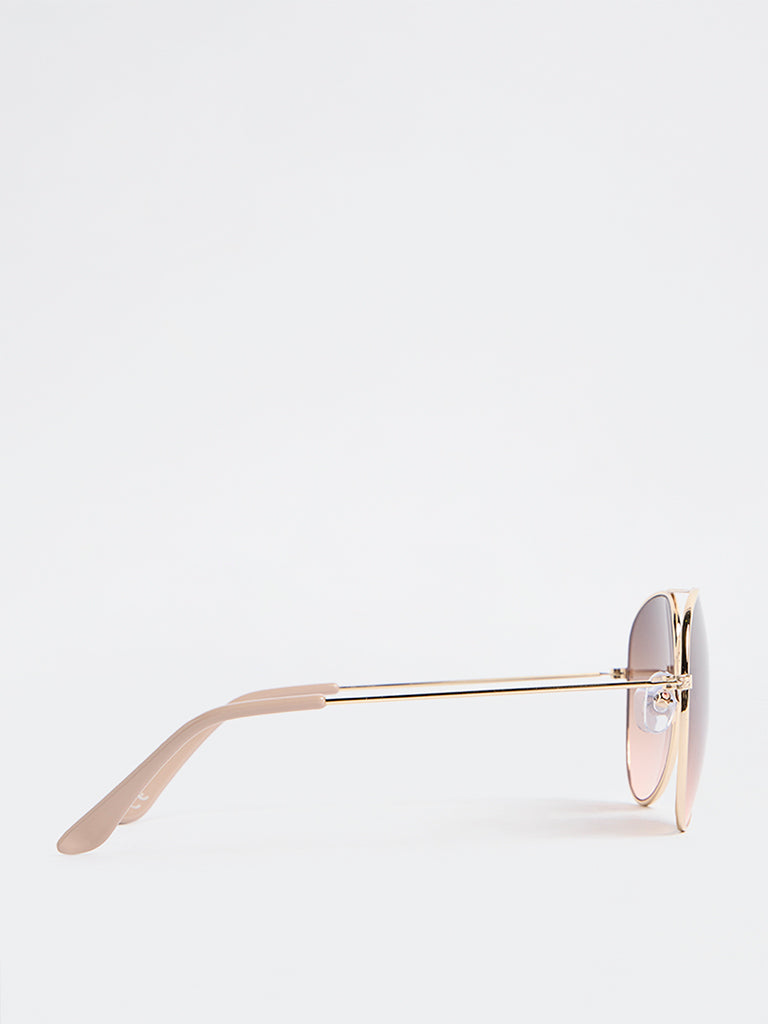 Westside Accessories Gold Aviator Sunglasses with Pouch