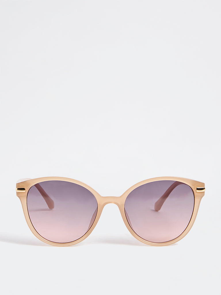 Westside Accessories Brown Acrylic Round Sunglasses with Pouch