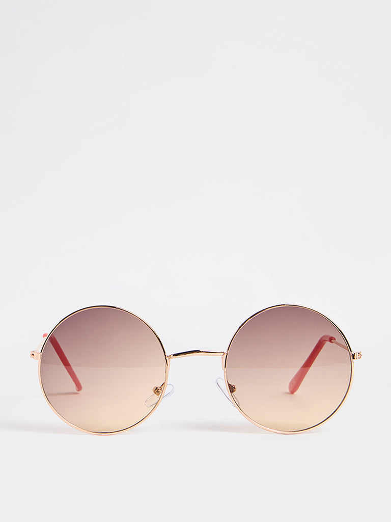 Westside Accessories Gold Round Sunglasses with Pouch