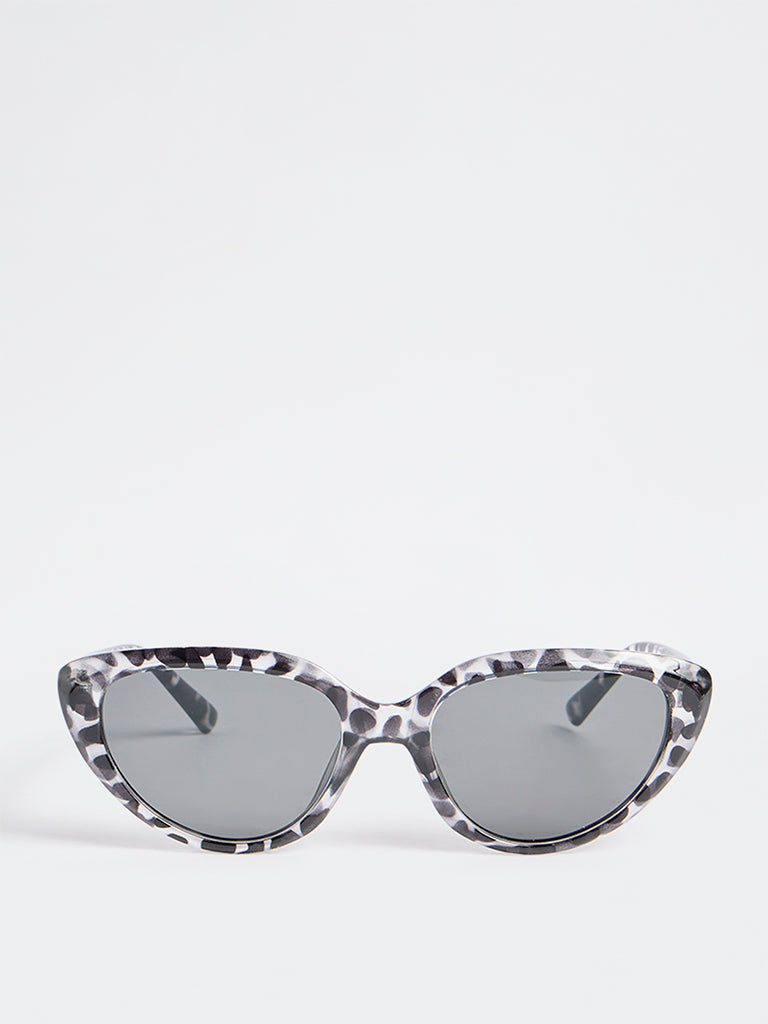 Westside Accessories Black and Grey Printed Cat-Eye Sunglasses with Pouch