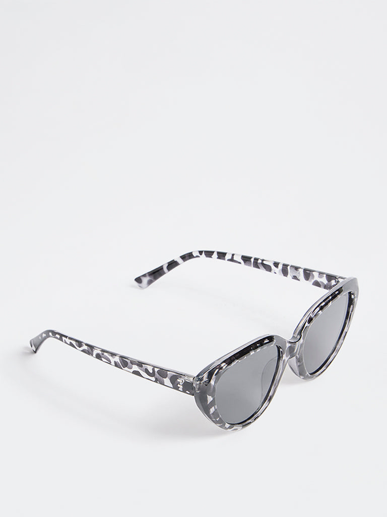 Westside Accessories Black and Grey Printed Cat-Eye Sunglasses with Pouch