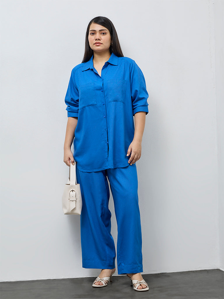 Gia Blue Solid Shirt