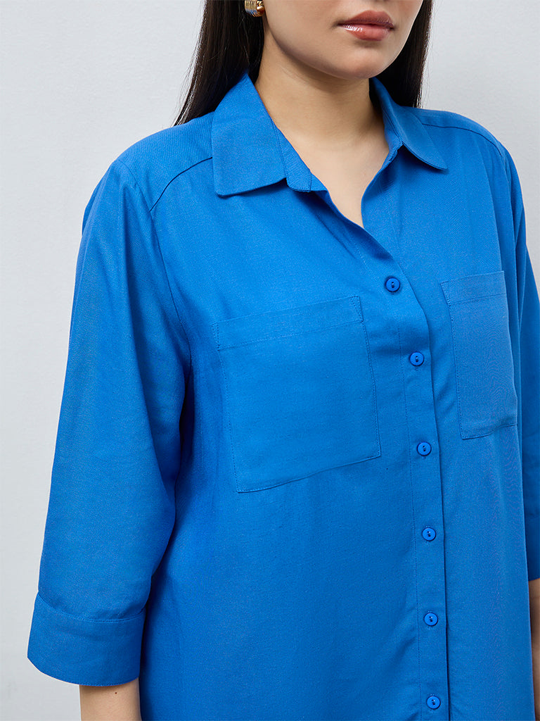 Gia Blue Solid Shirt