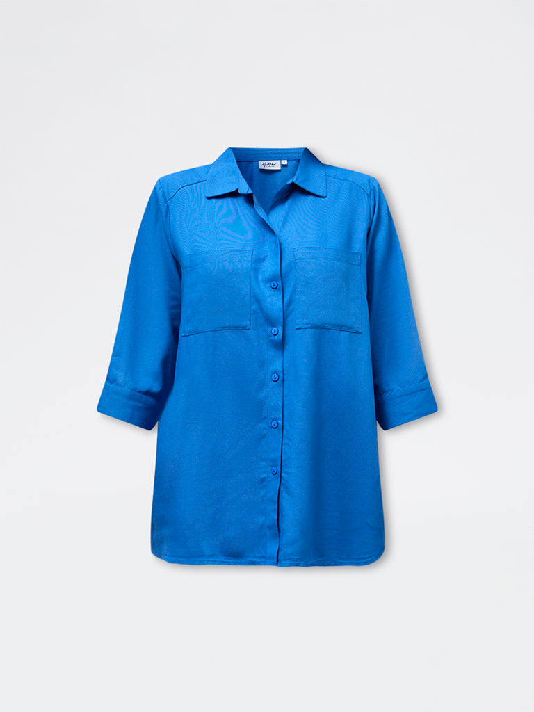 Gia Blue Solid Shirt