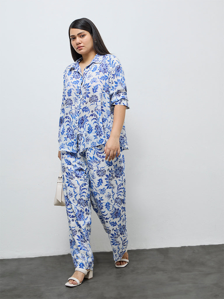 Gia Blue Floral Design Shirt