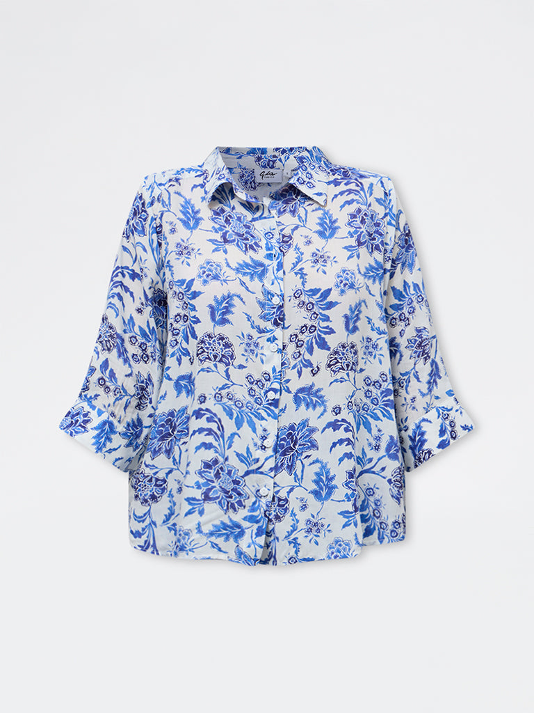 Gia Blue Floral Design Shirt