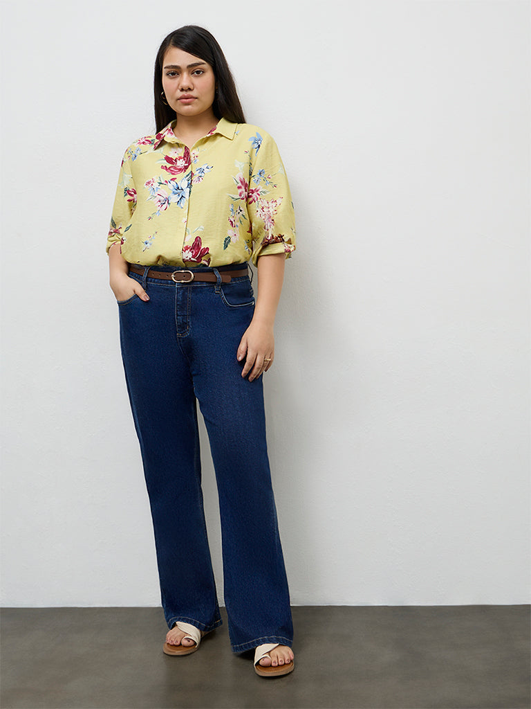 Gia Light Yellow Floral Printed Shirt